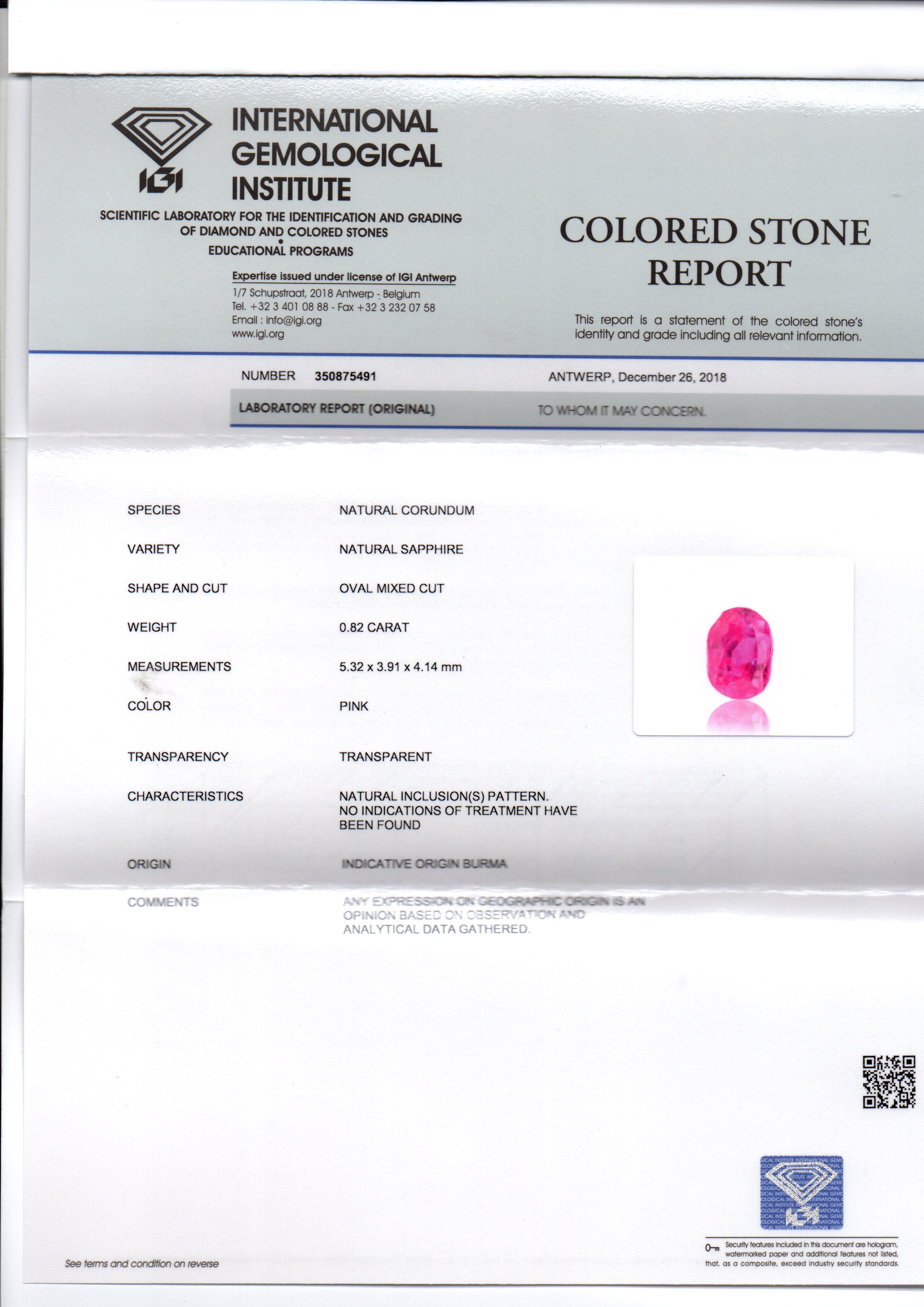 0.82 Ct IGI Certified Unheated Untreated Natural Old Burma Ruby AAA